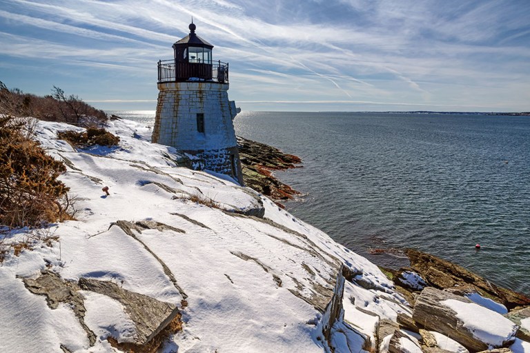 Castle Hill Lighthouse in winter
